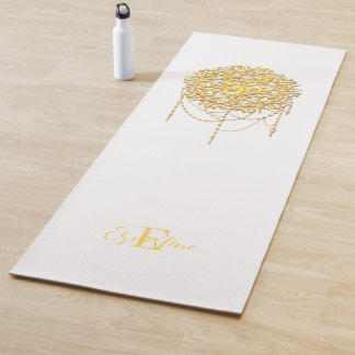 Tapis De Yoga Buddhist Holy Symbol Om In Gold