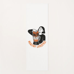 Tapis de yoga Burger Blender Linogravure drôle et