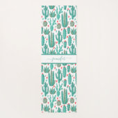 Tapis De Yoga Cactus vert blanc motif monogramme (Dos)