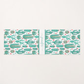 Tapis De Yoga Cactus vert blanc motif monogramme (Devant (Horizontal))