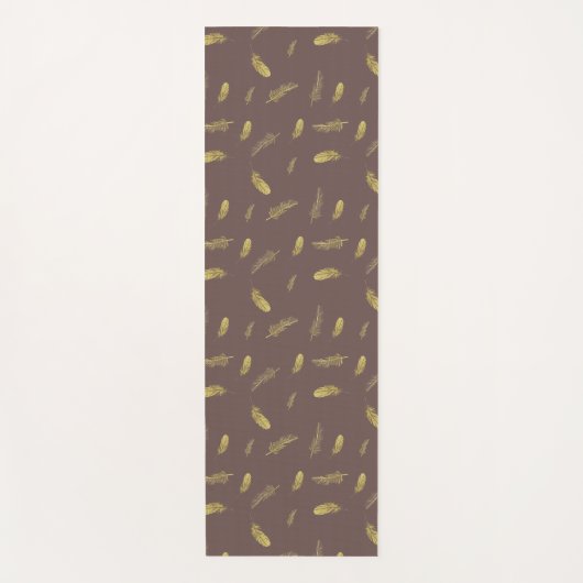 Tapis De Yoga Café tendance Brown et plumes dorées Yoga Mat (Devant)