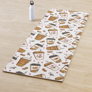 Tapis De Yoga Cafés, Fèves de café, Amateur de café, Coeurs