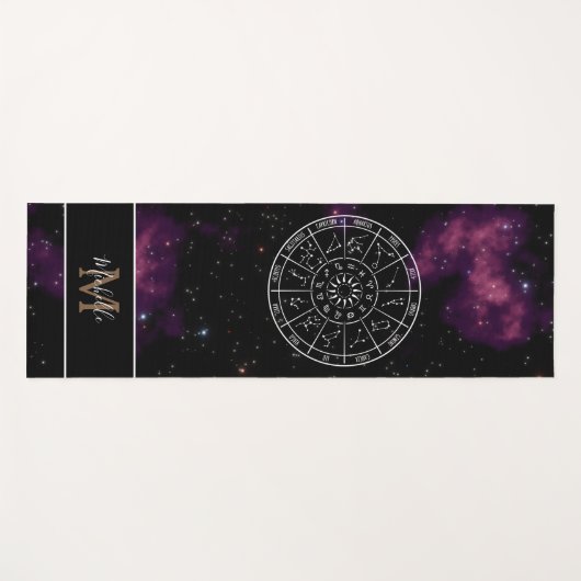 Tapis De Yoga Calendrier zodiaque Yoga Mat avec Nebula violette (Devant (Horizontal))