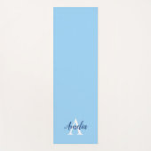 Tapis De Yoga Calme bleu Monogramme Script Yoga Mat (Devant)