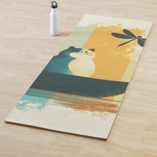 Tapis De Yoga Canot de chat blanc minimaliste Abstrait Lake Chub
