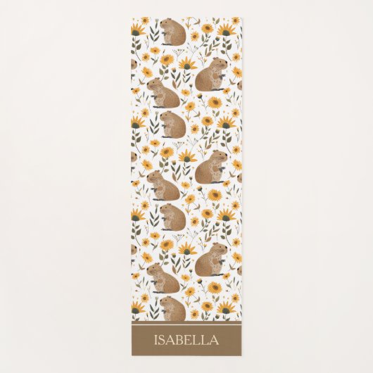 Tapis De Yoga Capybara Floral Personnalisé (Devant)