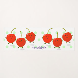 Tapis De Yoga Caricature de cerises rouges à sauter mûr