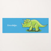 Tapis De Yoga Caricature de dinosaure de triceratops vert mignon (Dos (Horizontal))