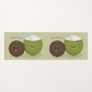 Tapis De Yoga Caricature de noix de coco kawaii joyeux