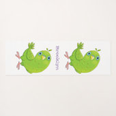 Tapis De Yoga Caricature de perruche verte curieuse (Dos (Horizontal))