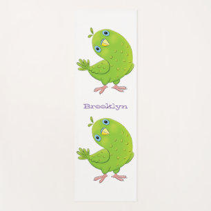 Tapis De Yoga Caricature de perruche verte curieuse
