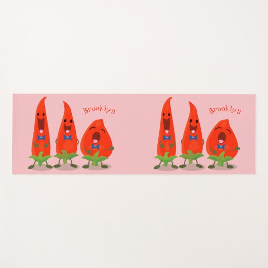 Tapis De Yoga Caricature de piments chantants mignons (Devant (Horizontal))