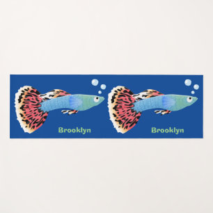 Tapis De Yoga Caricature de poisson tropical guppy très chic
