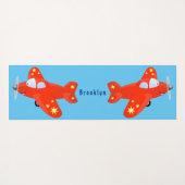 Tapis De Yoga Caricature de vol d'avion rouge mignon (Dos (Horizontal))