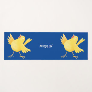 Tapis De Yoga Caricature d'oiseau canari jaune chantant mignon