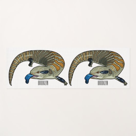 Tapis De Yoga Caricature en bleu (Devant (Horizontal))