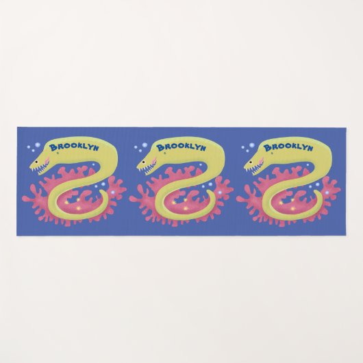 Tapis De Yoga Caricature humoristique murène verte (Devant (Horizontal))