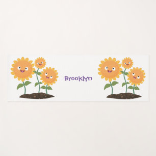 Tapis De Yoga Caricature joli tournesol souriant illustration