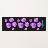 Tapis De Yoga Caricature kawaii de méduse violette rose mou (Dos (Horizontal))