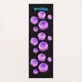 Tapis De Yoga Caricature kawaii de méduse violette rose mou (Dos)