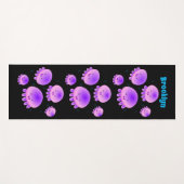 Tapis De Yoga Caricature kawaii de méduse violette rose mou (Devant (Horizontal))