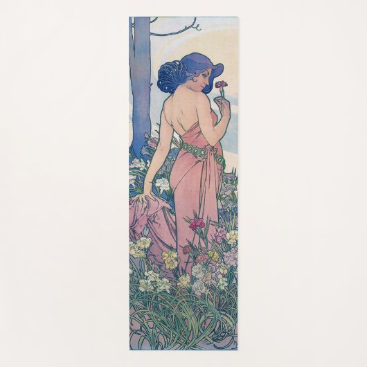 Tapis De Yoga Carnation (Quatre Fleurs), Alphonse Mucha (Devant)
