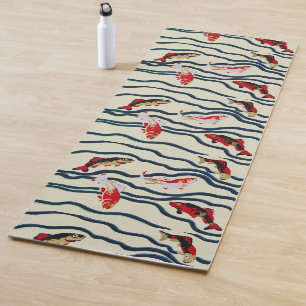 Tapis De Yoga Carpe de style Art déco coloré nageant Décoration