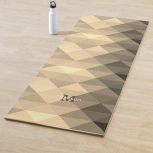Tapis De Yoga Carré géométrique jaune Sepia motif Monogramme