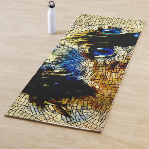 Tapis De Yoga Carreaux de mosaïque de chats siamois bleu