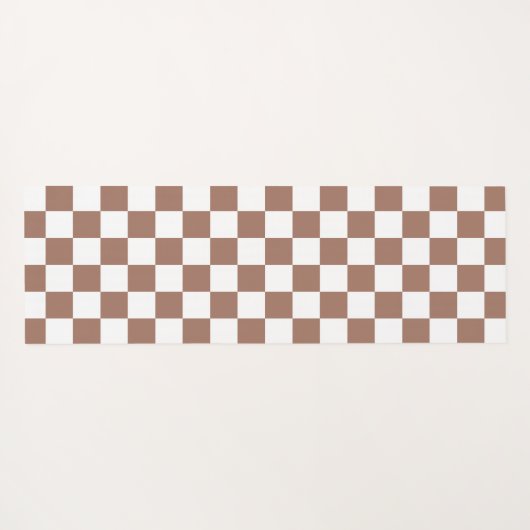 Tapis De Yoga Carrés Checker mocha brun blanc géométrique rétro (Dos (Horizontal))