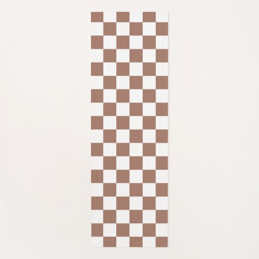 Tapis De Yoga Carrés Checker mocha brun blanc géométrique rétro (Devant)