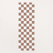 Tapis De Yoga Carrés Checker mocha brun blanc géométrique rétro (Dos)