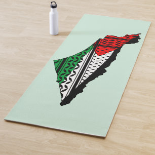 Tapis De Yoga Carte de Palestine avec drapeau et Motif Keffiyeg