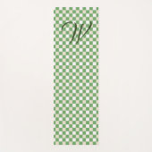 Tapis De Yoga Carton blanc, vert et beige Monogramme (Devant)