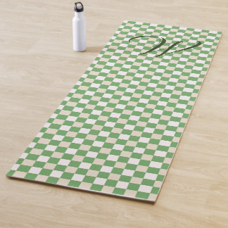 Tapis De Yoga Carton blanc, vert et beige Monogramme