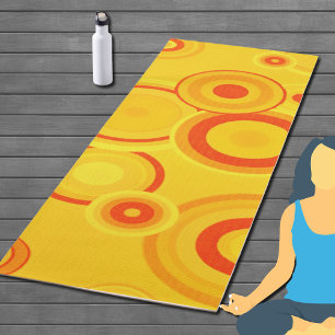Tapis De Yoga Carton de skateboard Bold Retro Circles - Jaune &