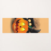 Tapis De Yoga Cat Fun Halloween Character biting a Pumpkin  (Dos (Horizontal))
