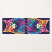 Tapis De Yoga Cat Maine Portrait Coon Couleurs arc-en-ciel (Devant (Horizontal))