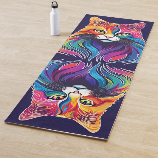 Tapis De Yoga Cat Maine Portrait Coon Couleurs arc-en-ciel (En situation)