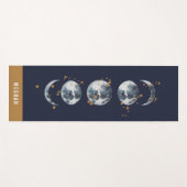 Tapis De Yoga Céleste Starry Lune Phase Marine Bleu (Devant (Horizontal))