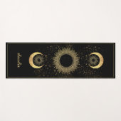 Tapis De Yoga Celestial Gold Black Sun Moon Phase Personalized (Devant (Horizontal))