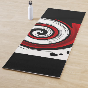 Tapis De Yoga Cercle liquide torse moderne noir rouge blanc coul