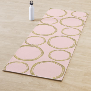 Tapis De Yoga Cercles dorés et rose tendre chic moderne tendance