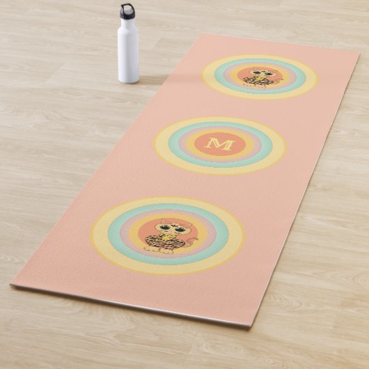 Tapis De Yoga Cercles multicolores et chats de tigre (En situation)
