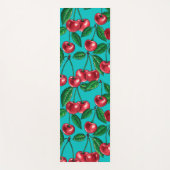 Tapis De Yoga Cerises rouges sur turquoise (Devant)