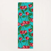 Tapis De Yoga Cerises rouges sur turquoise (Dos)