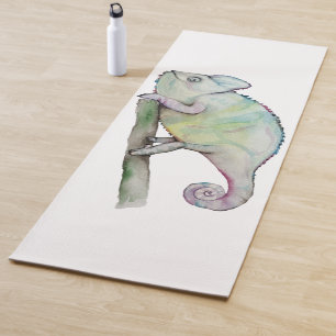 Tapis De Yoga Chameleon à aquarelle mignonne