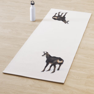 Tapis De Yoga Chamois de montagne alpin minimaliste sur la neige