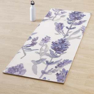 Tapis De Yoga Champs de Lavande Motif de Fleur Aquarelle Viole