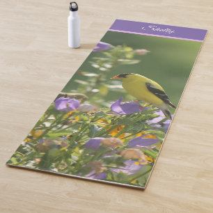 Tapis De Yoga Chardonneret sur une fleur de Campanule à feuilles